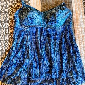 Women’s blue design tankini top.